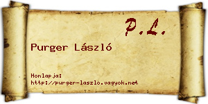 Purger László névjegykártya